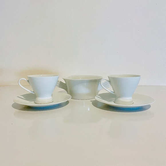 Rosenthal White Porcelain Espresso Cup Saucer Bowl Bundle Vintage Mid-Century - Picture 3 of 16